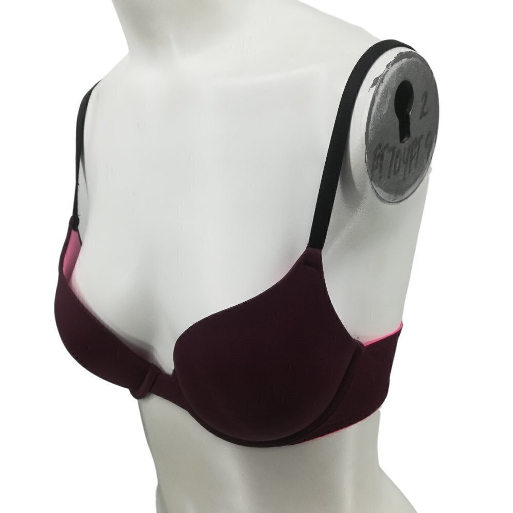 Victorias Secret PINK Pushup Underwire Multiway Bra Size 32C Plum Demi Padded